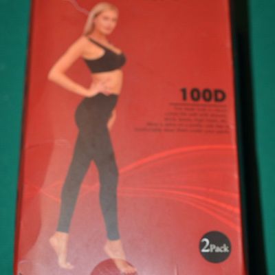 2 Pairs Women's Ha Wa 100 D Footless Tights Black & Burgundy (Red) Size Small S